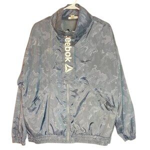 Reebok Lightweight Black Full-Zip Windbreaker Jacket With Mesh Lining & Logo Pri